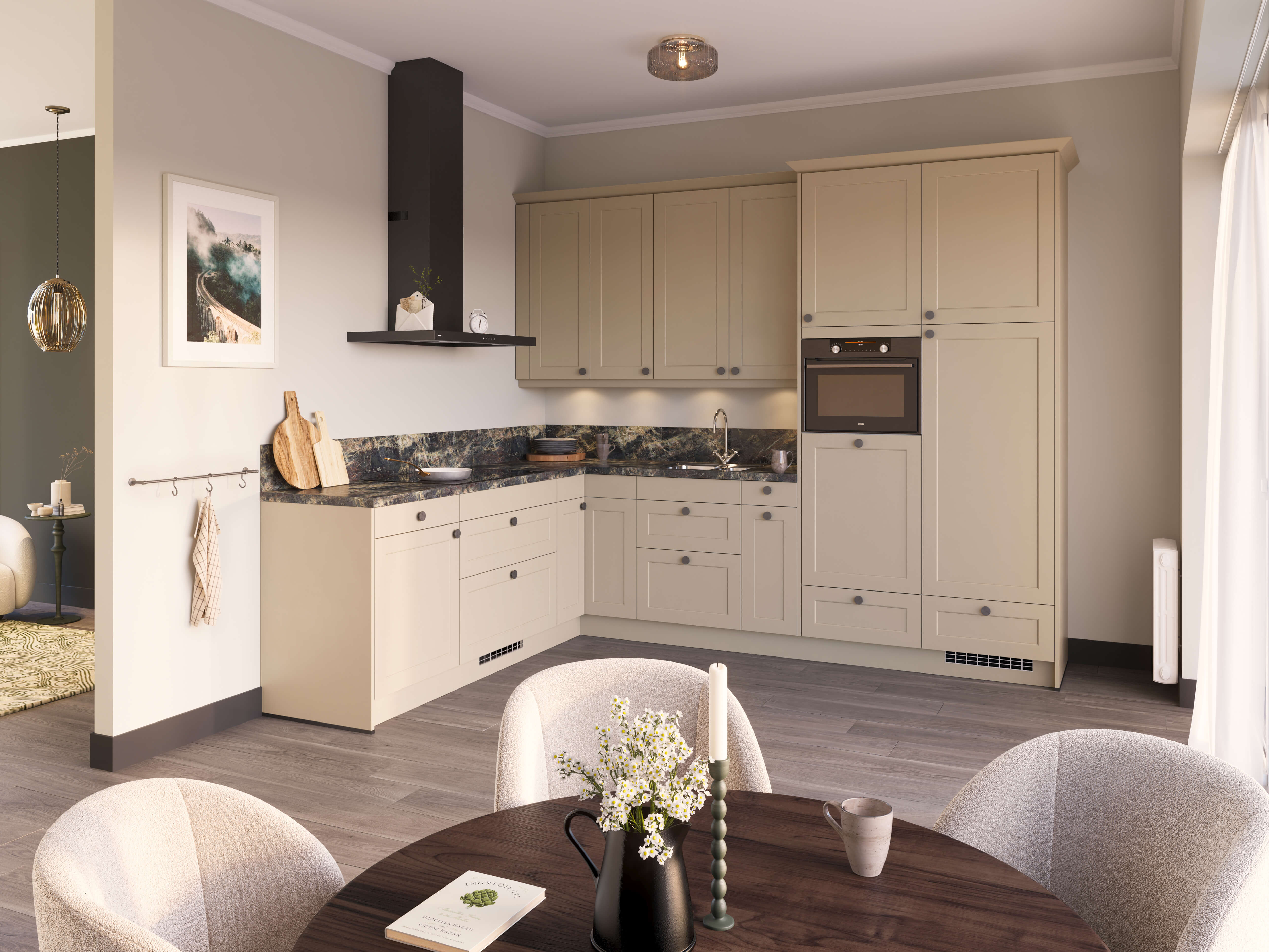 Klassieke landelijke keuken met knoppen