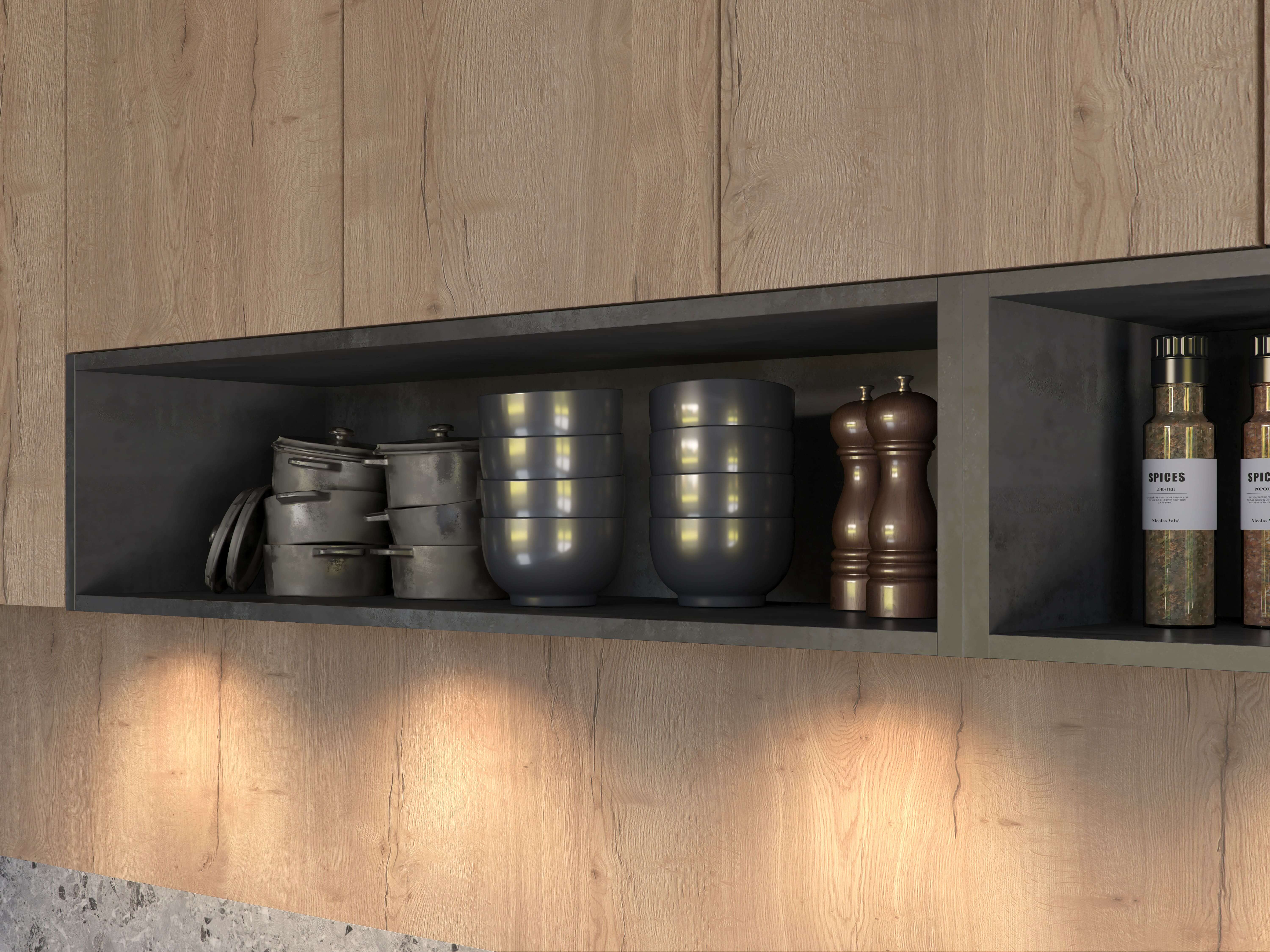 Industriele details in een hoekkeuken