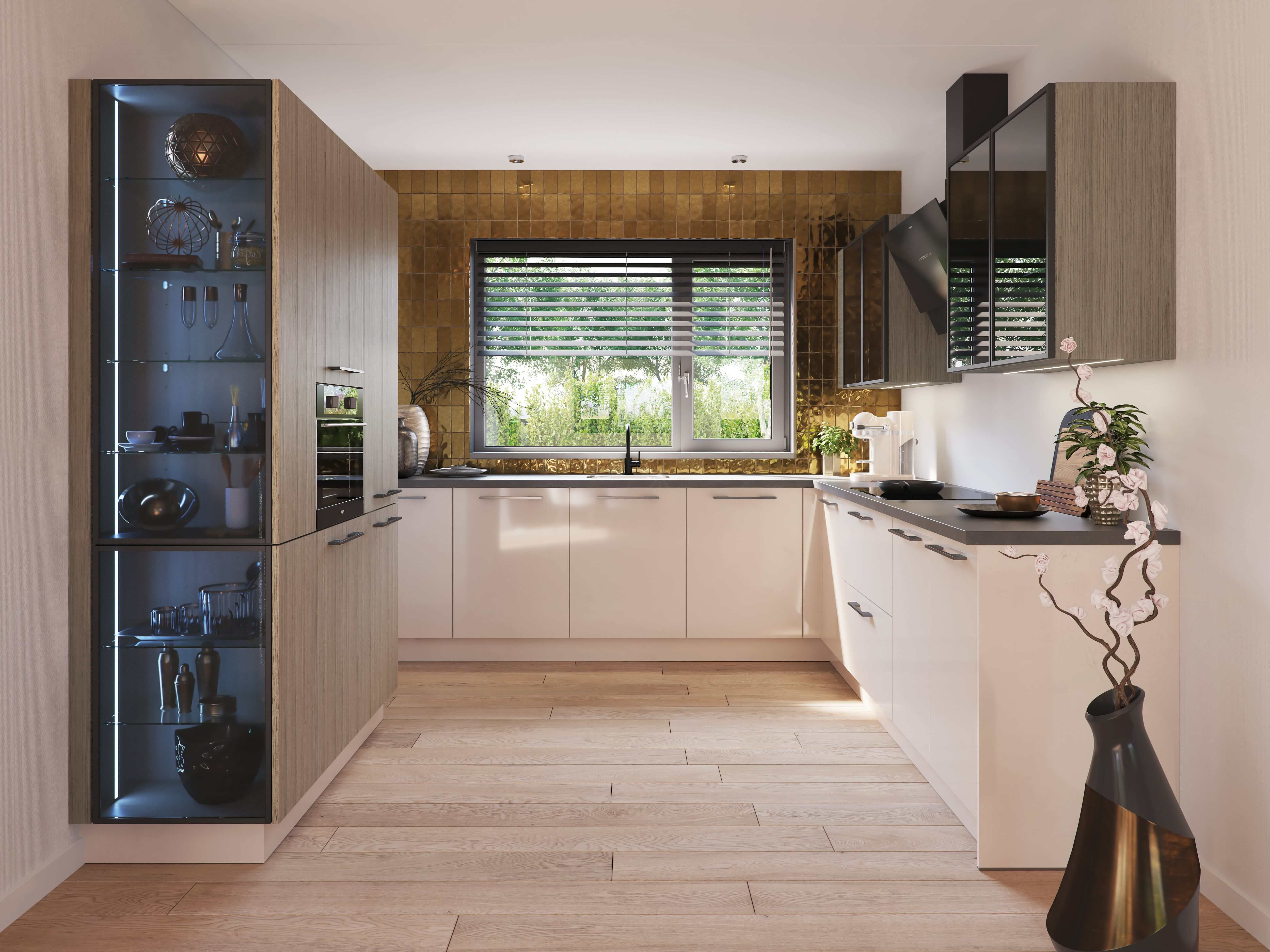 Parallel keuken met hoek en raam